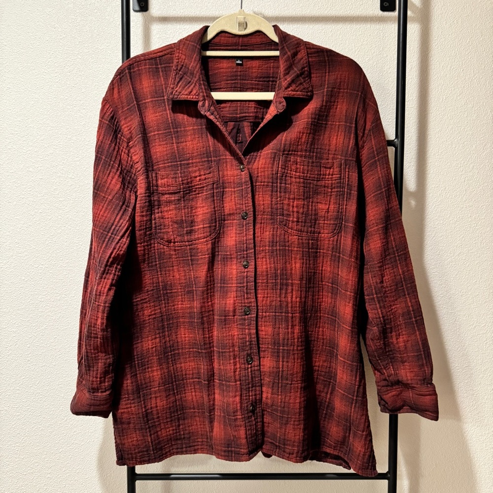 Madewell red plaid button down